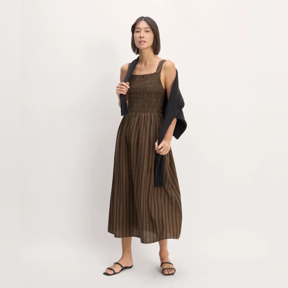 Everlane Chocolate Brown Gauze Smock Dress